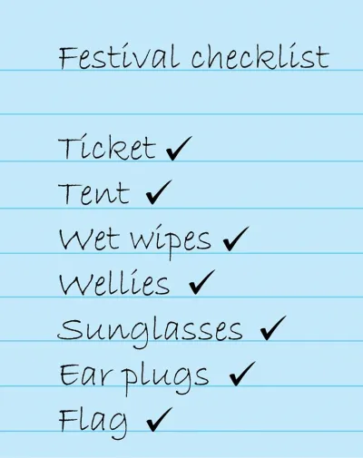 Festival checklist
