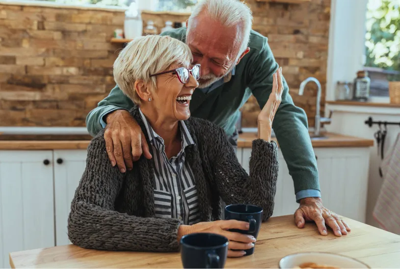 happy couple on kitchen