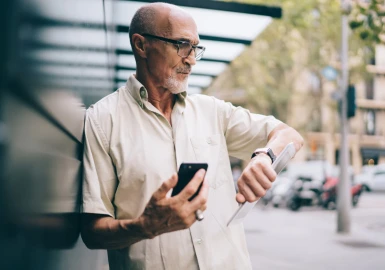 Man looking at his watch