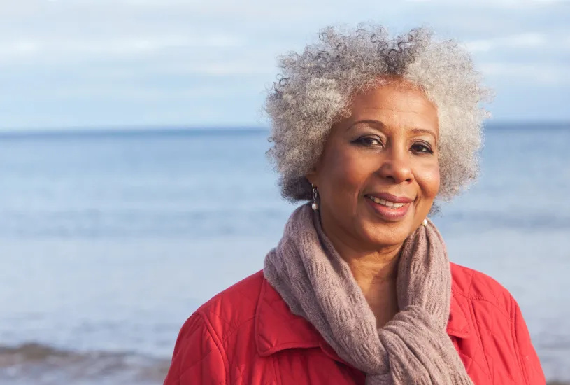 smiling woman at the beach